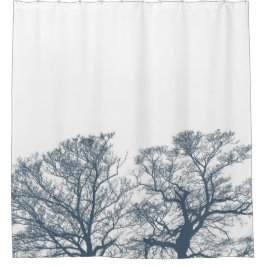 Blauer Bottom Trees Tropical Boho Duschvorhang