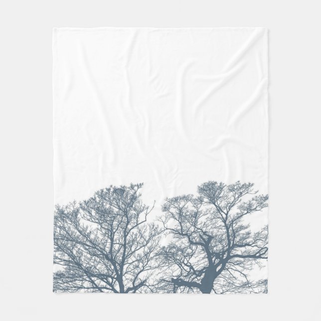 Blauer Bottom Trees Tropical Boho Fleecedecke (Vorderseite)