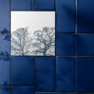 Blauer Bottom Trees Tropical Boho Fliese