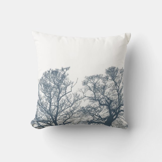 Blauer Bottom Trees Tropical Boho Kissen (Vorderseite)