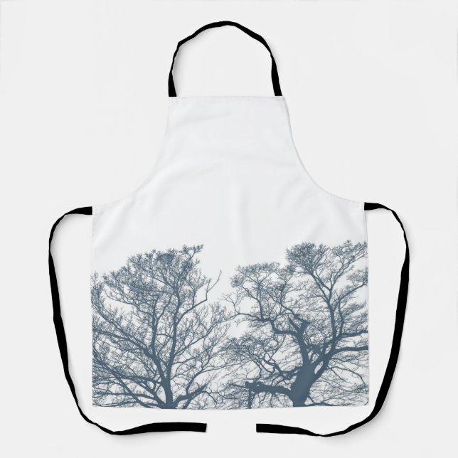 Blauer Bottom Trees Tropical Boho Schürze (Vorderseite)