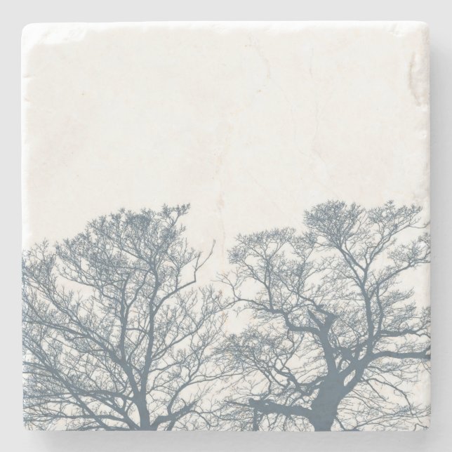 Blauer Bottom Trees Tropical Boho Steinuntersetzer (Vorderseite)