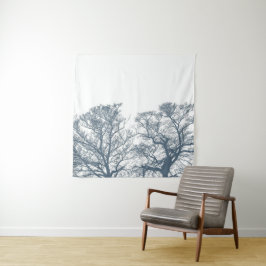 Blauer Bottom Trees Tropical Boho Wandteppich