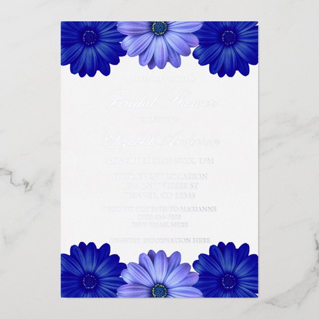 Blauer Brautparty Folieneinladung (Vorderseite)