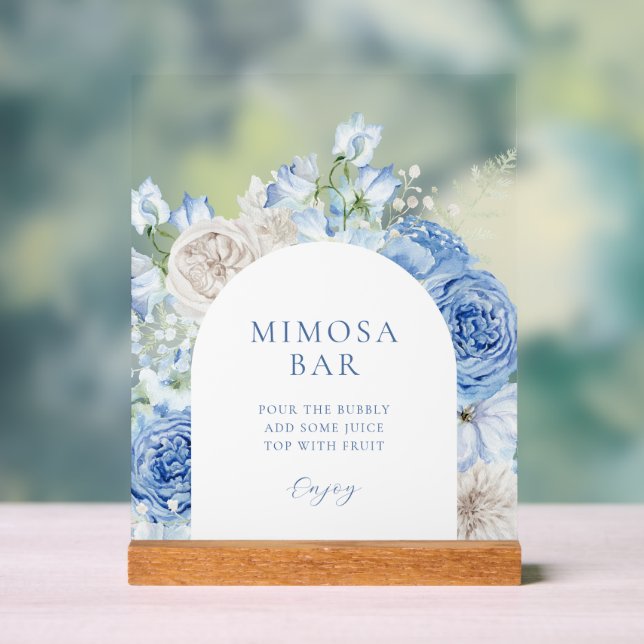 Blauer Brautparty Mimosa Bar Acrylschild (Neutral)