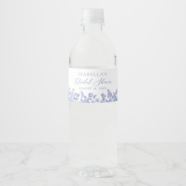 Blauer Brautparty Wasser Flaschen Etiketten (Vorderseite)