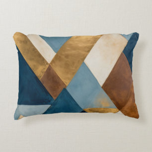 Blauer Bronzecreme und geometrisch abstrakt Dekokissen