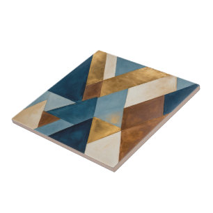 Blauer Bronzecreme und geometrisch abstrakt Fliese