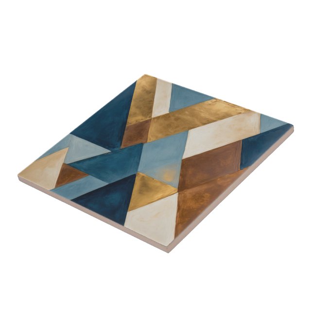 Blauer Bronzecreme und geometrisch abstrakt Fliese (Seite)