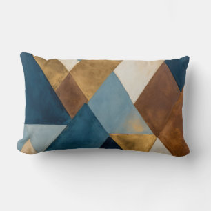 Blauer Bronzecreme und geometrisch abstrakt Lendenkissen