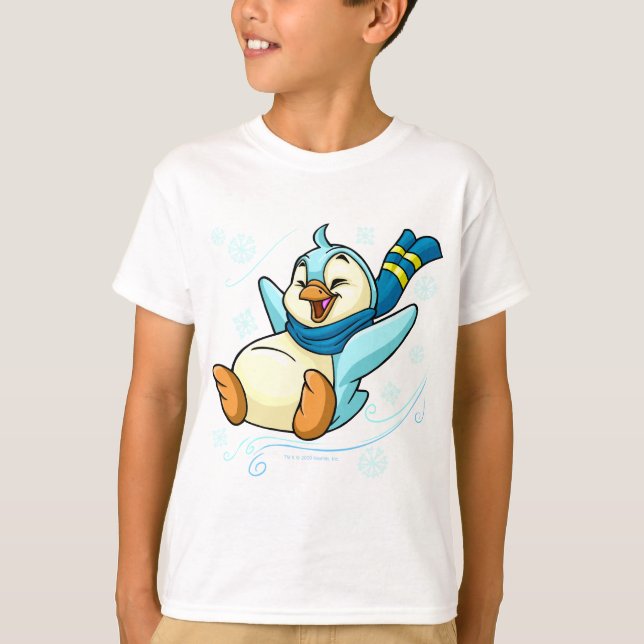Blauer Bruce, der über Eis schiebt T-Shirt (Vorderseite)