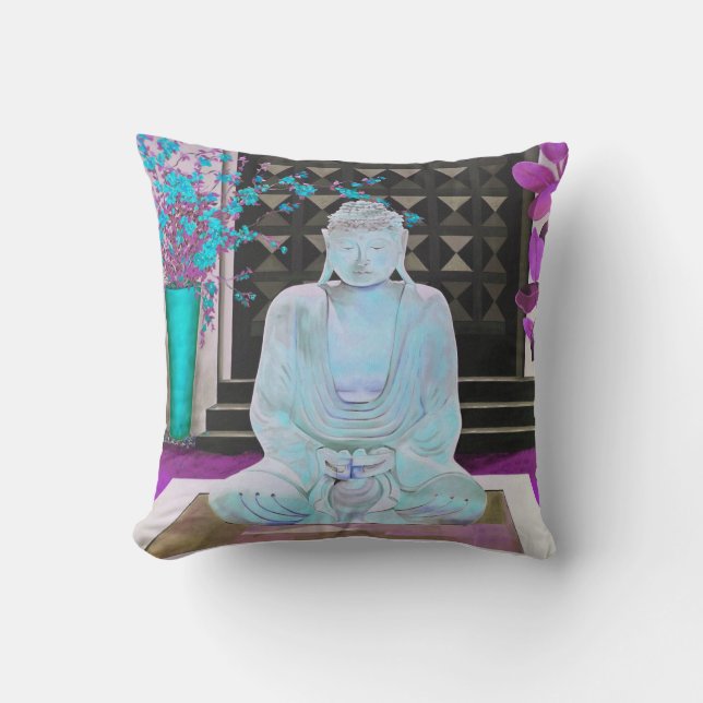 Blauer Buddha-Kissen Kissen (Vorderseite)
