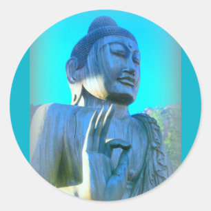 blauer Buddha Runder Aufkleber
