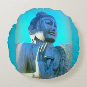 Blauer Buddha Rundes Kissen