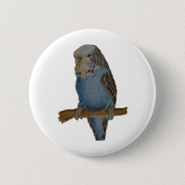 Blauer budgie Kunstknopf Button (Vorderseite)