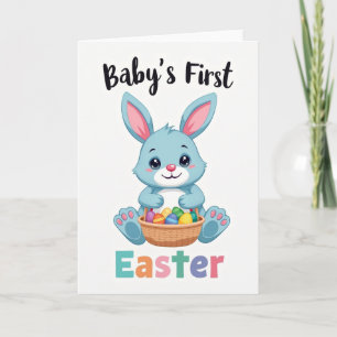 Blauer Bunny-Ostergrußkarte Karte