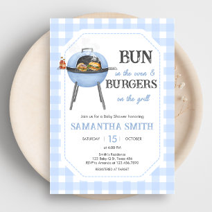 Blauer Burger BBQ Baby Shower Einladung