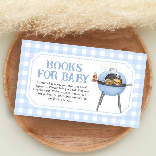 Blauer Burger BBQ Babyparty Bücher fürs Baby Begleitkarte