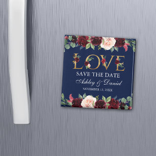 Blauer Burgunderwatercolor-BlumenLiebe Save the Magnet