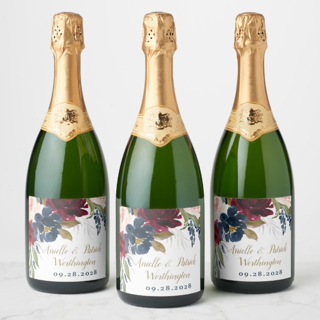 Blauer Burgundy Blush Pink Silver Gold Wedding (Flaschen)