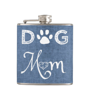 Blauer Burlap Hund Mama Flask Flachmann