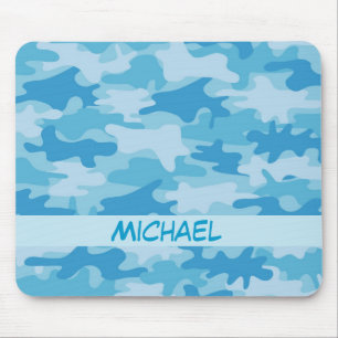 Blauer Camouflage-Tarnungs-Name personalisiert Mousepad