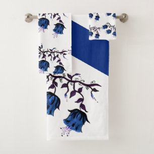 Blauer Canterbury Glocken auf Weinbergen Blume Bat Badhandtuch Set