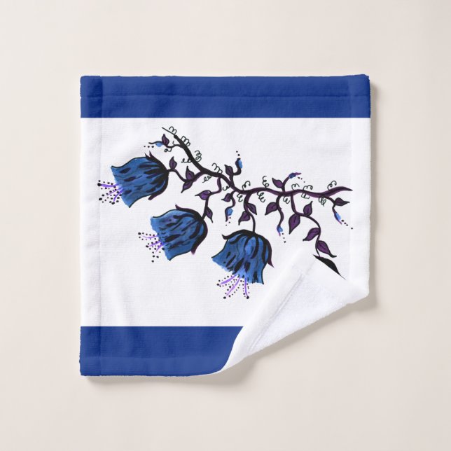 Blauer Canterbury Glocken auf Weinbergen Blume Tuc Waschlappen (Waschlappen)