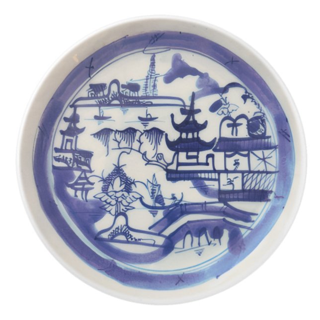 Blauer Canton-Knopf Keramikknauf (Vorderseite)