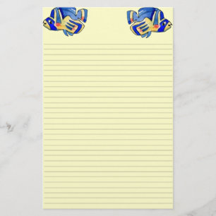 Blauer Cartoon Butterfly Fisch Briefpapier