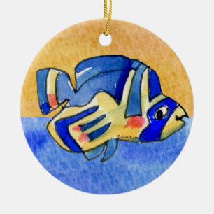 Blauer Cartoon Butterfly Fisch Keramikornament