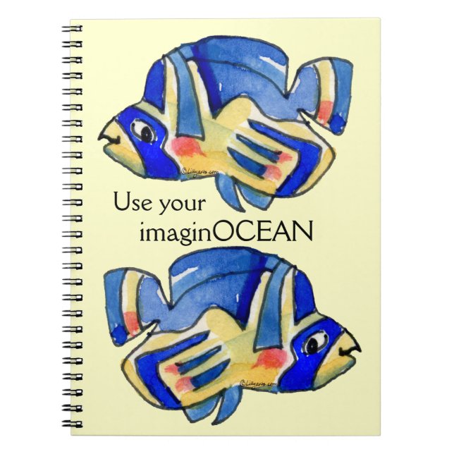 Blauer Cartoon Butterfly Fisch Notizblock (Vorderseite)