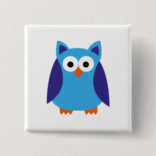 Blauer Cartoon Button
