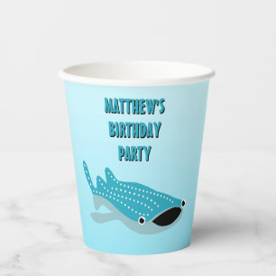 Blauer Cartoon Whale Shark Personalisiert Pappbecher