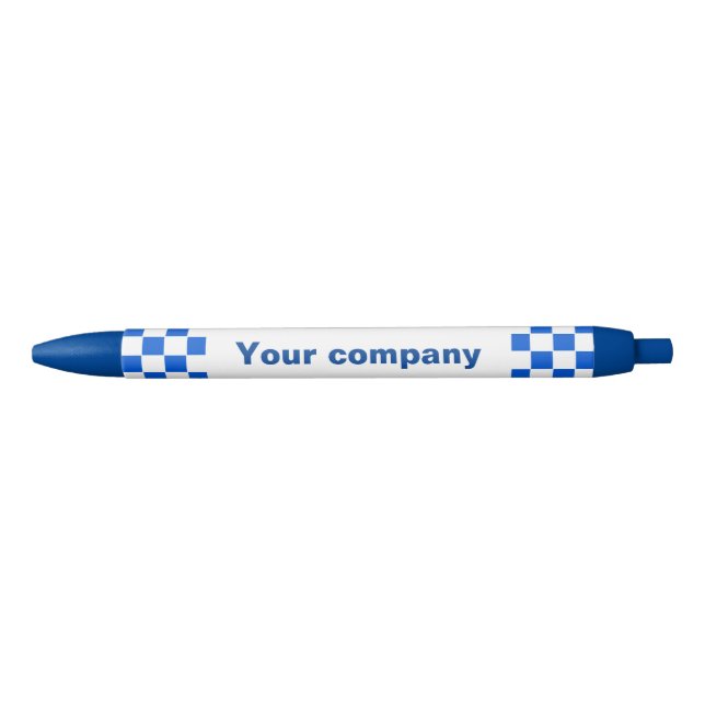 Blauer checkered Marketings-Waren Swag Kugelschreiber (Vorderseite)