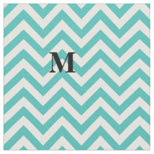 Blauer Chevron mit Monogramm Stoff
