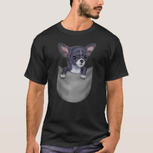 Blauer Chihuahua-Hund in Pocket T-Shirt