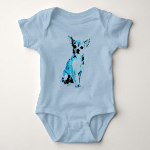 Blauer Chihuahua-niedlicher Baby-Bodysuit Baby Strampler