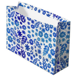Blauer China Handgezeichnetes Blumenmuster Große Geschenktüte