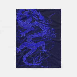 Blauer chinesischer Drache Fleecedecke
