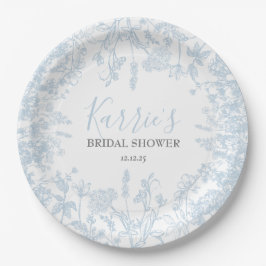 Blauer Chinoiserie Blumenbrauchtdusche Einladung, Pappteller