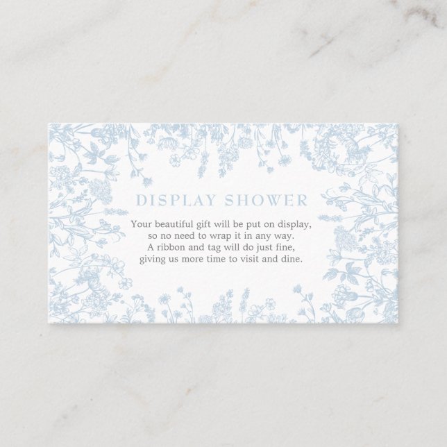 Blauer Chinoiserie Blumenmuster Showkarte Visitenkarte (Vorderseite)