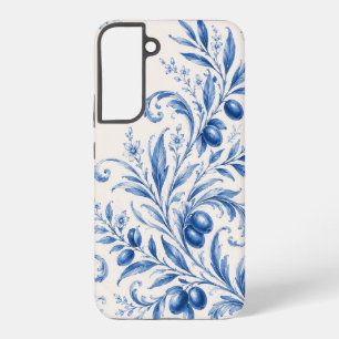 Blauer Chinoiserie-Olivenzweig-Handyhülle Samsung Galaxy Hülle
