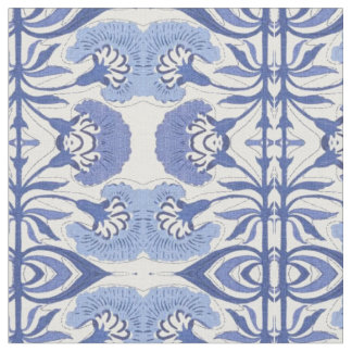 Blauer Chinoiserie Wiederholungs-Muster Dekoration Stoff