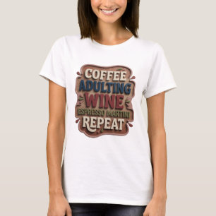 Blauer COFFEE ADULTING WINE ESPRESSO MARTINI REPEA T-Shirt