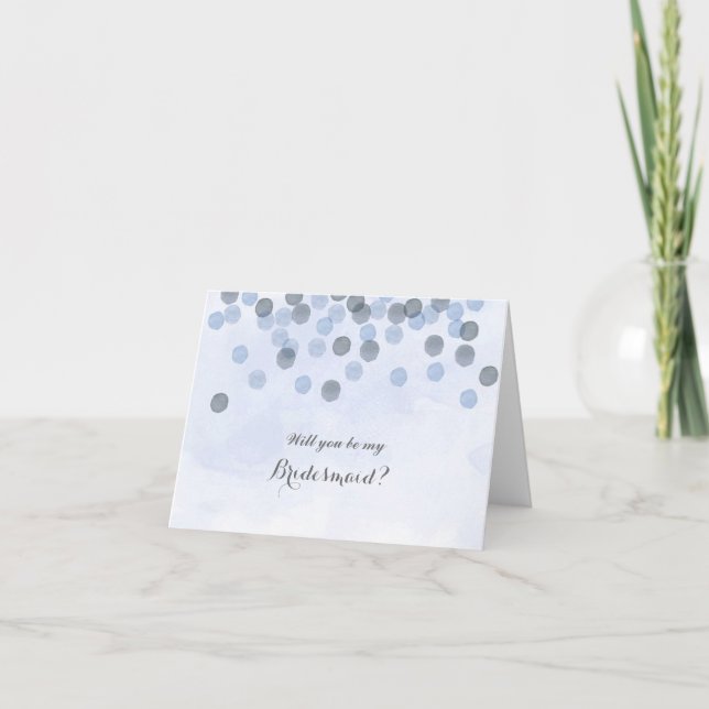 Blauer Confetti sind Sie meine Brautjungfern-Karte Einladung (Vorderseite)