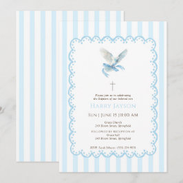 Blauer Coquette Dove Taufe Einladung