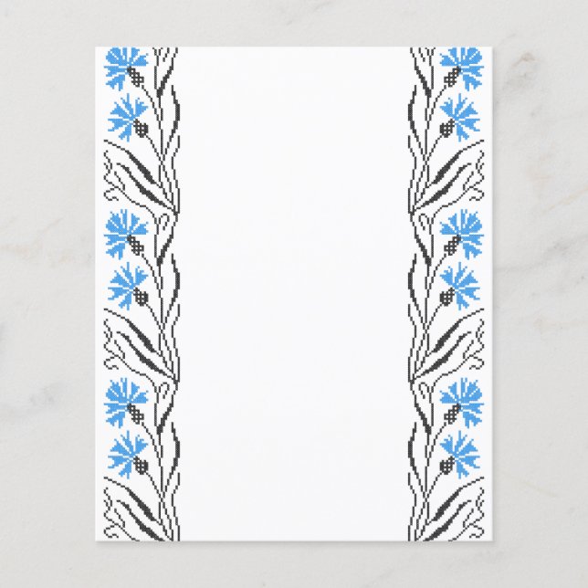 Blauer Cornflower-Kreuzstich-Design Flyer (Vorne)