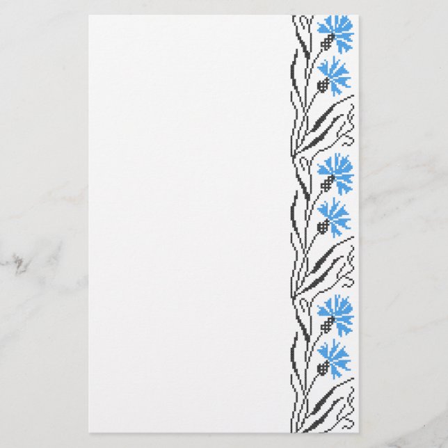 Blauer Cornflower-Kreuzstich-Design Flyer (Vorne)