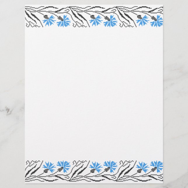 Blauer Cornflower-Kreuzstich-Design Flyer (Vorne)